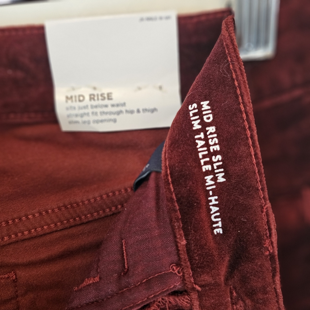 NWT Lands' End Richest Garnet Mid Rise Velvet Pants Size 6 - Picture 4 of 10